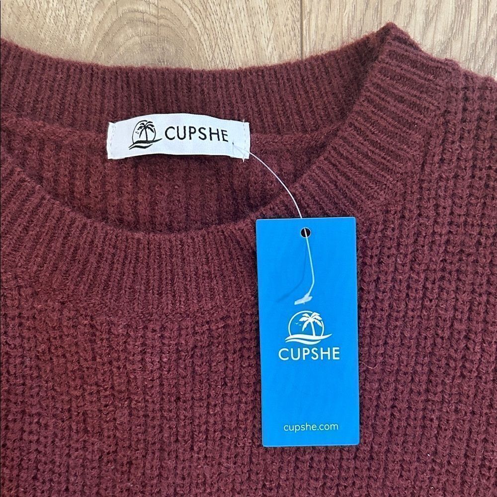 Cupshe Morning Brew Brown Mini Sweater Dress, Size Large, NWT - Picture 9 of 11